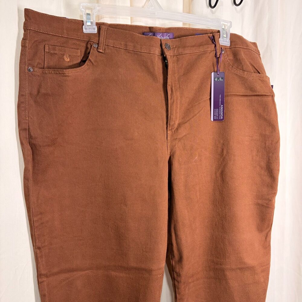 Gloria Vanderbilt Amanda Jeans Womens 24W Rust Brown High Rise Tapered NWT